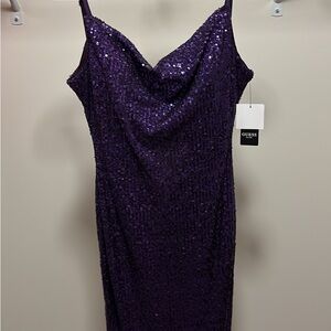 Guess Strapless Purple Sequin Dress